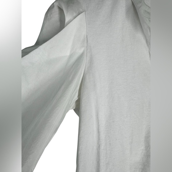 ALC Hudson white crisp collarless top with puff sleeves size 6. - Picture 6 of 9